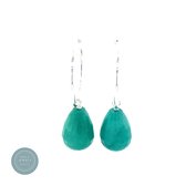 Pat's Jewels Oorringen -Turquoise Jade hanger - Zilver - 30 mm