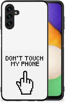 Hoesje Geschikt voor Samsung Galaxy A13 5G | Geschikt voor Samsung Galaxy A04s Leuk TPU Back Case met Zwarte rand Finger Don't Touch My Phone