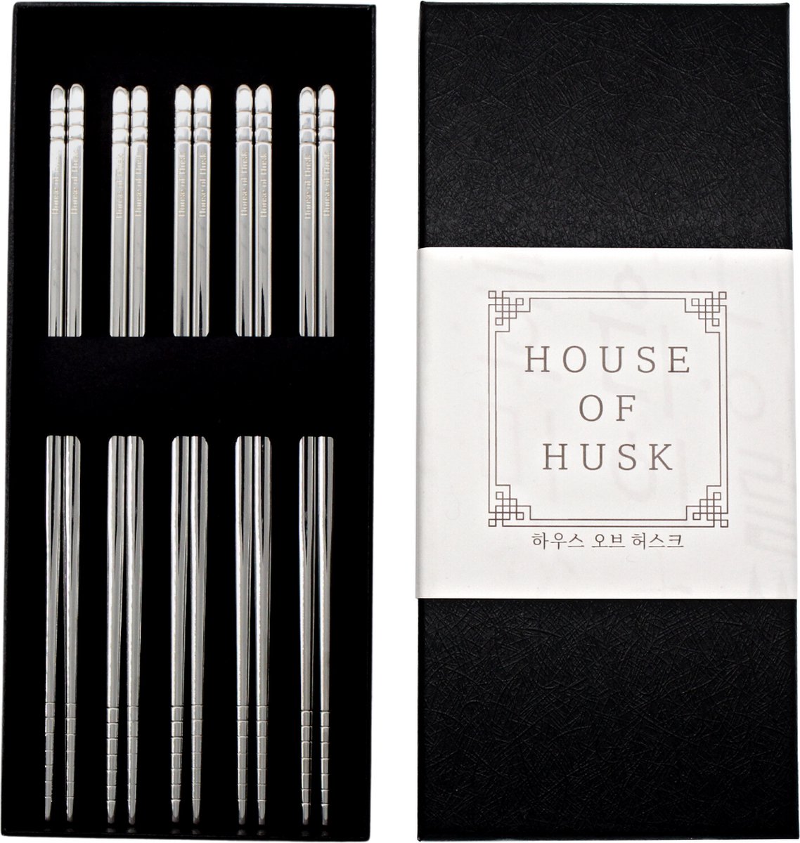 House of Husk Chopsticks Set - Koreaanse Eetstokjes - Vaatwasserbestendig - RVS - 5 Paar - Zilver - House of Husk