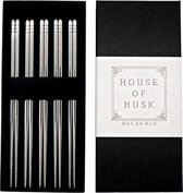 House of Husk Chopsticks Set - Koreaanse Eetstokjes - Vaatwasserbestendig - RVS - 5 Paar - Zilver