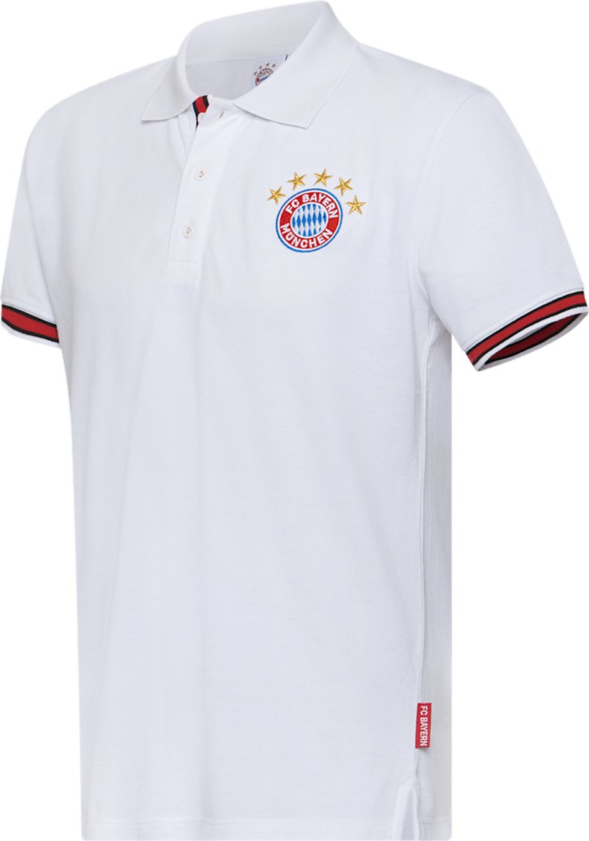 Witte polo FC Bayern Munchen logo 5 sterren maat Medium