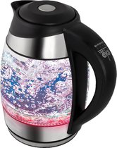Waterkoker - Mencio Ekoz - LED Verlichting - Instelbare Temperatuur - 1.7 Liter - 2200 Watt - Zwart/Zilver - Glas