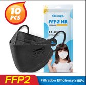 FFP2 kindermondkapje ffp2 | ffp2 Type KN95 | ffp2 kinder mondkapjes wegwerp 4 - 12 jaar kinderen 10 Stuks masks in verpakking zwart