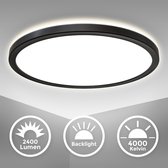 B.K.Licht - LED Plafonniére - zwart - plafondlamp - rond (Ø29.3cm) - 4.000K neutral wit licht