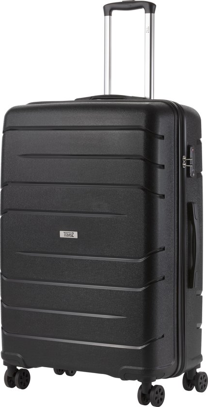 Inferieur magnetron Ruwe olie TravelZ Big Bars Reiskoffer 78 cm met dubbele wielen - Trolley koffer met  TSA-slot - Zwart | bol.com