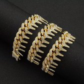 ICYBOY 18K Massieve Miami Spike Heren Armband Verguld Goud [GOLD-PLATED] [ICED OUT] [8 inch - 20] - Cuban Chain Necklace Barbed Link