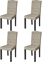 Furnibella - 4x Eetkamerstoel Eetstoel Stoel Keukenstoel Keuken Eetkamer Dinerstoel Zitstoel Zetel Zitje Keukenstoelen Eetstoelen Stof Camel
