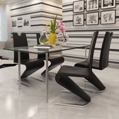 Furnibella - 4x Eetkamerstoel U-Vormig Onderstel Kunstleer Zwart Eetkamer Stoel Set