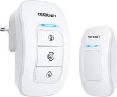Tecknet draadloze deurbel met 1 ontvanger | Plug & Play | Onderling Koppelbaar | Wit
