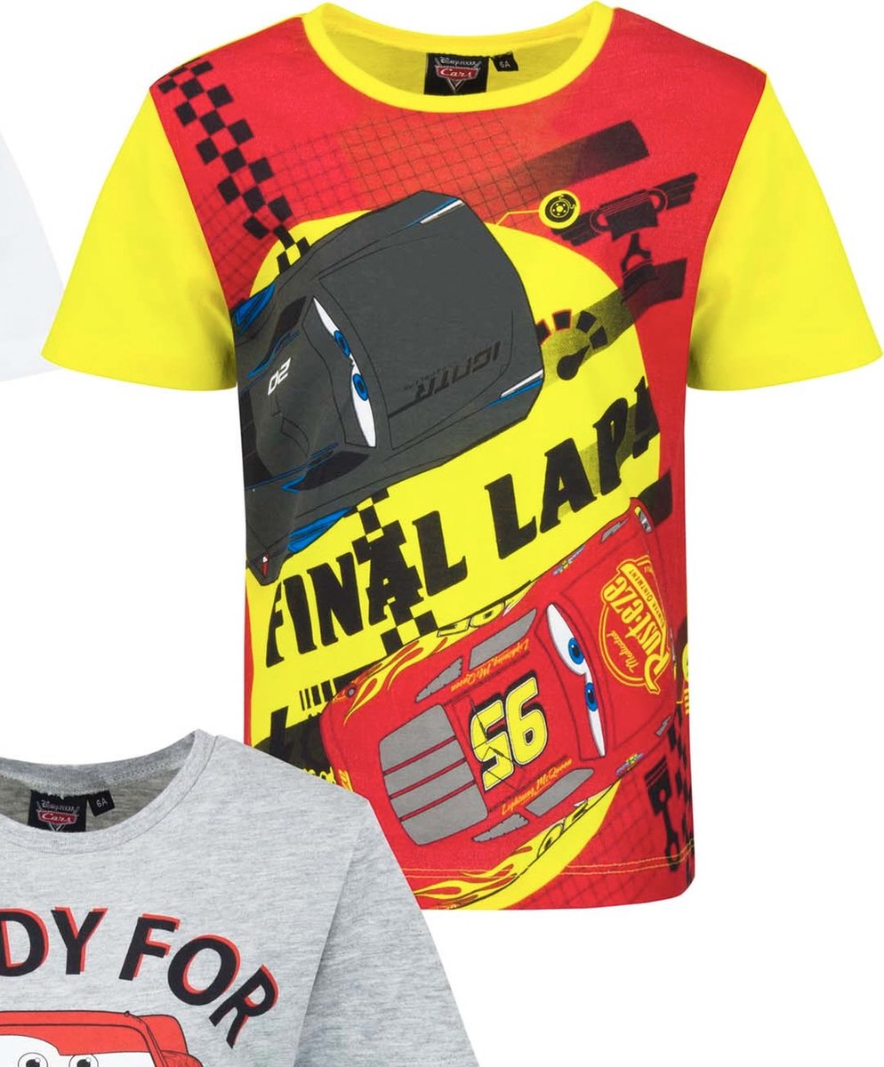Disney Cars Shirt - Final Lap - Geel - Maat 110/116 (6 jaar)