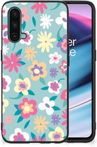 GSM Hoesje met Tekst OnePlus Nord CE 5G Leuk TPU Back Case met Zwarte rand Flower Power