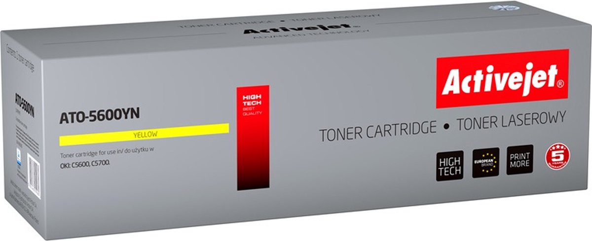 Image of ActiveJet ATO-5600YN Toner voor OKI-printer; OKI 43324406 Vervanging; Opperste; 2000 pagina's; geel.
