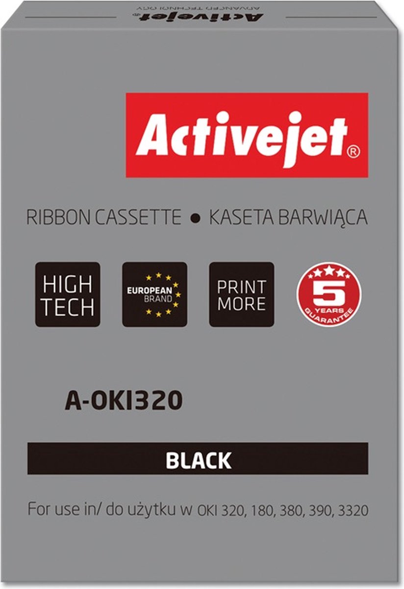 ActiveJet A-OKI320 Printerlinten voor OKI-printers; OKI 9002303 Vervanging; Opperste; zwart.