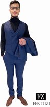 heren pak - Casual Effen Gekleurd -  kostuum mannen - Driedelige casual - 3 delig Suit - 3 delig pak - mannen pak - Maat XS - XXL MARINE BLAUW