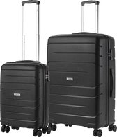 TravelZ Big Bars Kofferset - Trolleyset TSA 2-delig - Handbagage en groot - Zwart
