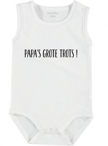 Baby Rompertje met tekst 'Papa's grote trots' | mouwloos l | wit zwart | maat 50/56 | cadeau | Kraamcadeau | Kraamkado
