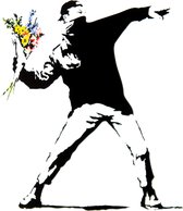 Full Colour Black - Banksy - Flower Bomber - gevouwen "street art" kaart met enveloppe