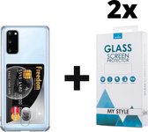 Crystal Backcase Shockproof Met Pasjeshouder Hoesje Samsung S20 FE Transparant - 2x Gratis Screen Protector - Telefoonhoesje - Smartphonehoesje