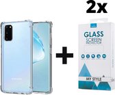 Crystal Backcase Transparant Shockproof Hoesje Samsung Galaxy S20 - 2x Gratis Screen Protector - Telefoonhoesje - Smartphonehoesje