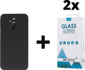 Siliconen Backcover Hoesje Huawei Mate 20 Lite Zwart - 2x Gratis Screen Protector - Telefoonhoesje - Smartphonehoesje
