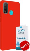 Siliconen Backcover Hoesje Huawei P Smart 2020 Rood - Gratis Screen Protector - Telefoonhoesje - Smartphonehoesje