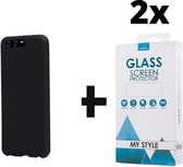 Siliconen Backcover Hoesje Huawei P10 Plus Zwart - 2x Gratis Screen Protector - Telefoonhoesje - Smartphonehoesje