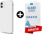 Siliconen Backcover Hoesje iPhone 11 Wit - Gratis Screen Protector - Telefoonhoesje - Smartphonehoesje