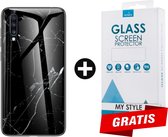 Backcover Marmerlook Hoesje Samsung Galaxy A70 Zwart - Gratis Screen Protector - Telefoonhoesje - Smartphonehoesje