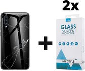 Backcover Marmerlook Hoesje Samsung Galaxy A70 Zwart - 2x Gratis Screen Protector - Telefoonhoesje - Smartphonehoesje
