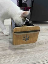KIARA Houten keramische katten- en hondenvoer- en watercontainer