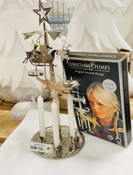 Christmaschime Kerst Zilver - Kerstmolentje met rendieren - Christmas Chimes