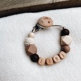 Babyzus - Speenkoord met naam - Kraamcadeau - Chocolate