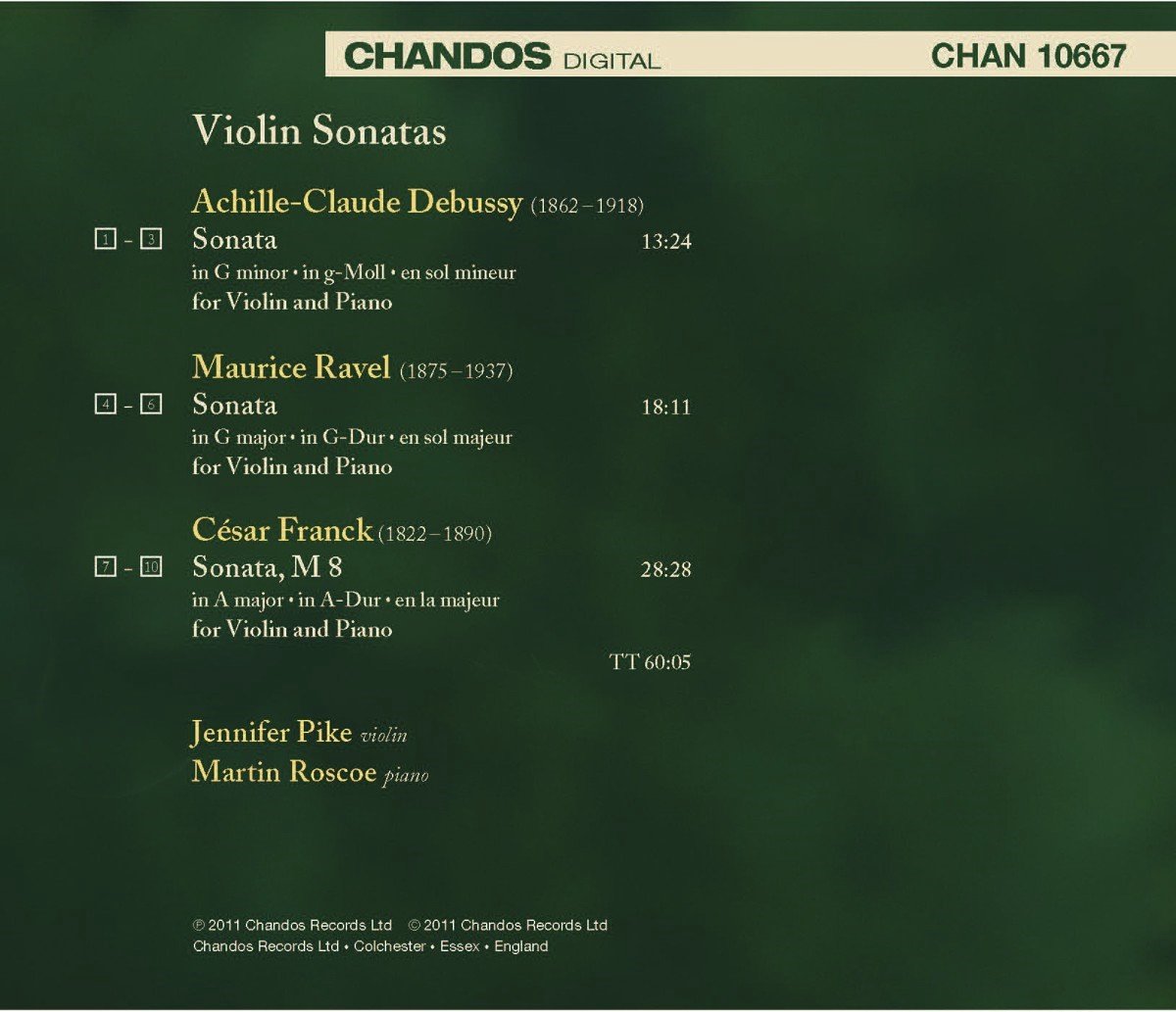 Pike/Roscoe French Violin Sonatas (CD), Claude Debussy CD (album