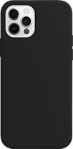 Siliconen Backcover Hoesje iPhone 12 Pro Max Zwart - Telefoonhoesje - Smartphonehoesje - Zonder Screen Protector