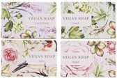 Vegan zeep zeepbar - Multicolor - Zeep - Lavender / Sage / Iris / Rose - Set van 4 - Geschenkset - Set - Cadeauset - Cadeau - Kerstcadeau - Sinterklaascadeau