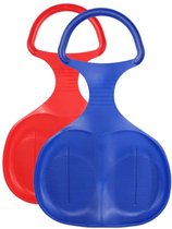 Pannenkoek slee - 2 stuks rood & blauw -  57x37cm