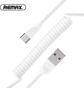 Remax Spring Cable USB TYPE-C - Wit Data Kabel Type C Radiance Pro Data Cable (Coil Spring Version) Rekbare kabel tot 40CM 2.4A Voor Laptop - Samsung Galaxy en Note S7/8/9 - Sony –