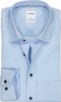 OLYMP Luxor comfort fit overhemd - mouwlengte 7 - lichtblauw met wit stipje - Strijkvrij - Boordmaat: 47
