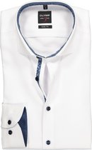 OLYMP Level 5 body fit overhemd - mouwlengte 7 - wit structuur (contrast) - Strijkvriendelijk - Boordmaat: 38