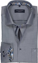 CASA MODA comfort fit overhemd - blauw met wit diamant structuur (contrast) - Strijkvrij - Boordmaat: 45