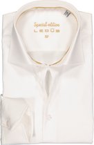 Ledub slim fit overhemd - mouwlengte 7 - beige twill - Strijkvrij - Boordmaat: 42