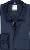 OLYMP Tendenz modern fit overhemd - donkerblauw  (contrast) - Strijkvriendelijk - Boordmaat: 38