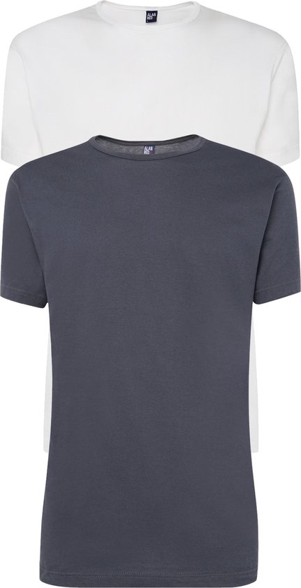 Alan Red - Derby O-Hals 2-Pack T-Shirts Wit Antraciet - Heren - Maat M - Regular-fit