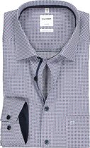OLYMP Luxor comfort fit overhemd - wit met blauw en bordeaux dessin (contrast) - Strijkvrij - Boordmaat: 48