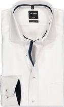 OLYMP Luxor modern fit overhemd - mouwlengte 7 - wit structuur 2-ply - Strijkvrij - Boordmaat: 43