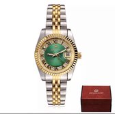 Reginald Horloges - Gold Green - Horloge vrouwen - Luxe Design - Dames horloge - 27 mm - Roestvrij Staal - Waterbestendig - Schokbestendig - Geschenkset