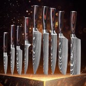 Bol.com T&M Knives - Luxe Messenset 8-delig - BBQ Messen - Japanse Messen Set Met Damascus Print - Prachtige Keukenmes Koksmes E... aanbieding