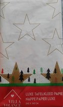 Tafelkleed  Kerst 240x140 cmpapier - creme met goudkleurige sterren - papieren kersttafelkleed ster met sterren motief, Kerstkleed