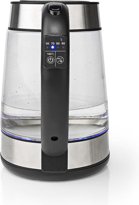 Nedis KAWK320EGS bouilloire 1,7 L 2200 W Acier inoxydable, Transparent