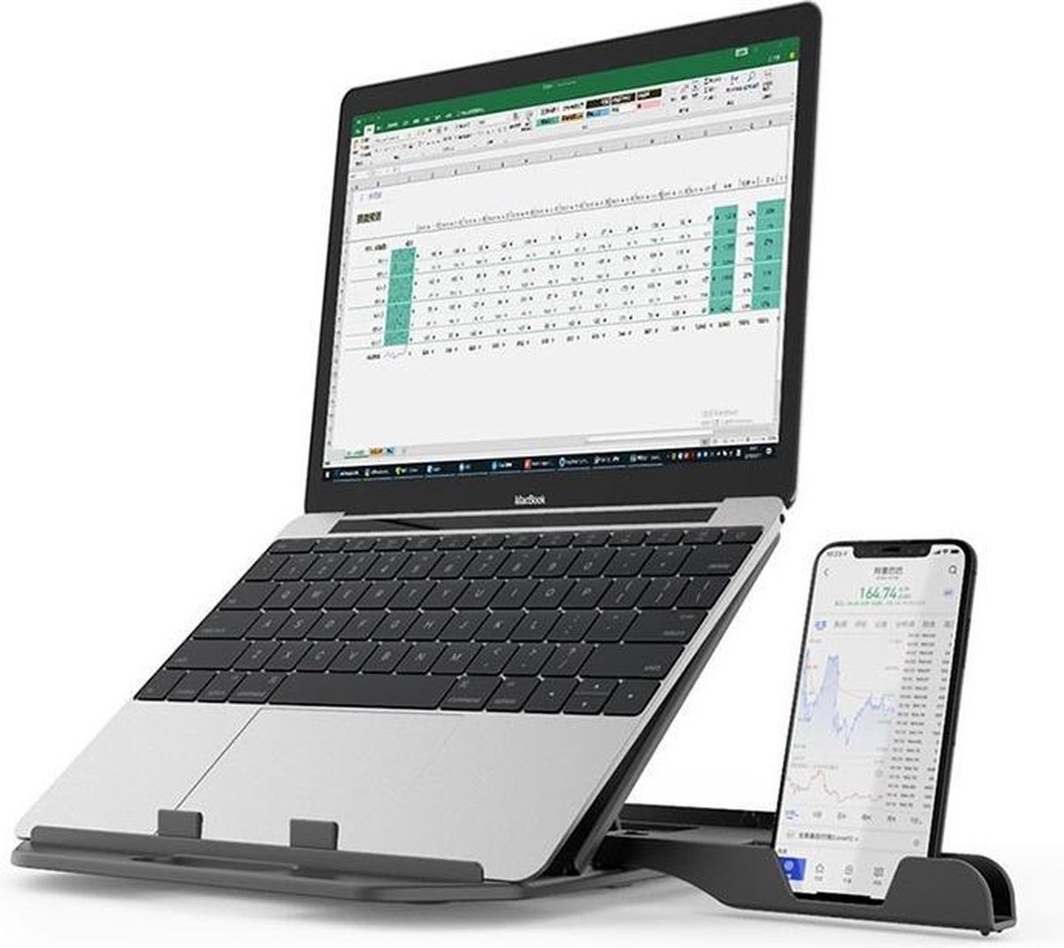 Klobe Ergonomische Laptopstandaard - Laptop Stand - Laptoptafel - 13 tot 20 inch - 28,3x27,3x13cm - Verstelbaar - Zwart